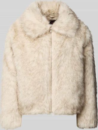 Stefanel Jacke aus Kunstfell mit Reißverschluss in Ecru, Größe L