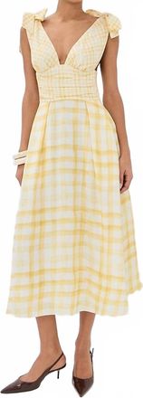 Rosie Assoulin Bow Shoulder Dress In Watercolor Gingham