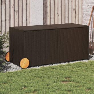 vidaXL Contenitore da Giardino con Ruote Marrone 283L in Polyrattan - Vidaxl