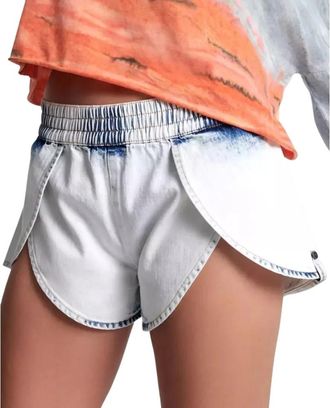 One Teaspoon Denim Runner Shorts - Dames - Denim shorts - Wit - 2XS - Denim - Korte Broeken