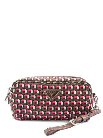 Prada 2024 geometric-print clutch - Brown