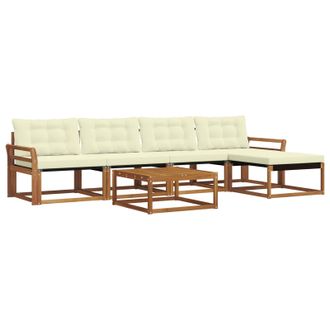 vidaXL Conjunto De Sof&aacute;s De Exterior Con Coj&iacute;n 6 Pcs Natural Y Crema Vidaxl