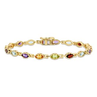 Amour 4 1/2 CT TGW Multi-gemstone Marquise Bracelet In Yellow Plated Sterling Silver