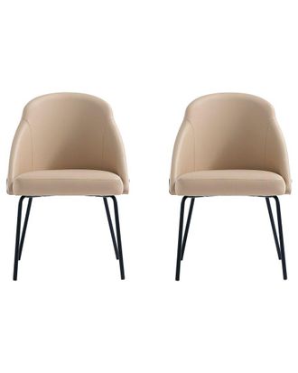 Manhattan Comfort Set Of 2 Gracie Modern Leatherette Dining Chairs With Steel Legs