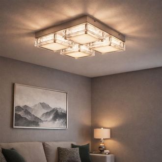 Wofi Leuchten Lampada Da Soffitto Lampada Soggiorno, 4 Fiamme, Moderna, Metallo Vetro, Cromo, 4x Led 3,2 Watt 360 Lumen 3500 Kelvin Bianco Caldo, Lxpxh 28x28x6,5cm