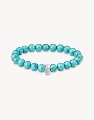 Thomas Sabo Bracciale argentato con perline effetto turchese-Argento