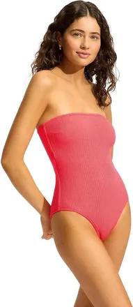 Seafolly SeaDive Bandeau Swimsuits Womens Snapdragon Stretch One-Piece GBO1914