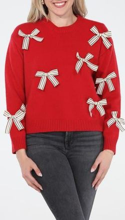 Rain + Rose Bow Crewneck Sweater in Red at Nordstrom Rack, Size X-Large