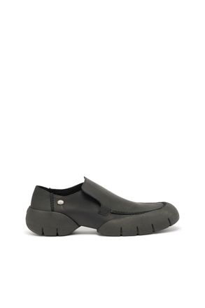 Diesel D-Mathieu-Brushed leather loafer with rubber sole - Moccasins and Mules - Man - Black