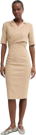 Pinko Allyson Jurk - Dames - Casual kleedjes - Beige - XS - Linnen - Kleedjes