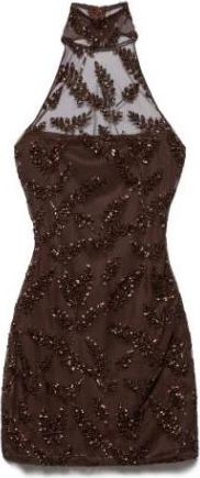 Aniye By UMA Mini Jurk - Dames - Feestkleedjes - Bruin - L - Polyester - Kleedjes