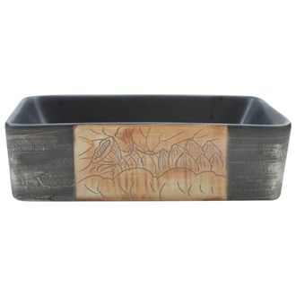 Berkfield Home Durable Countertop Basin Black & Brown Rectangular 46x35.5x13 c