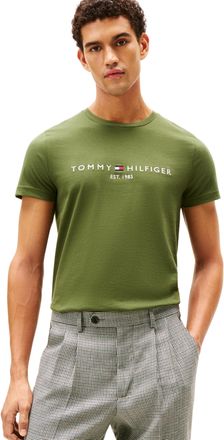 Tommy Hilfiger Men Tommy Logo TEE MW0MW11797 S/S T-Shirt, Green, S