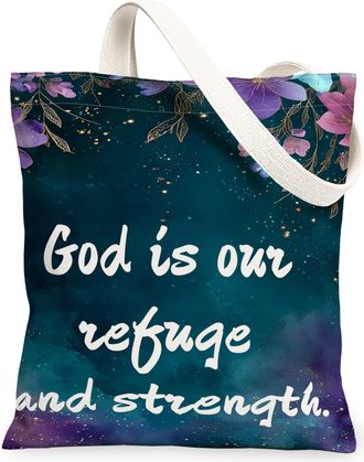 Generic Floral Canvas Tote Bags, Elegant Vintage Flower Design Reusable Shopping Bags, Lightweight Washable Canvas for Travel Gym B, Teal, 13x15 Inch