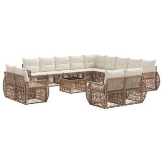 vidaXL Conjunto De Sof&aacute;s De Jard&iacute;n 14 Pcs Beige Y Blanco Crema Vidaxl