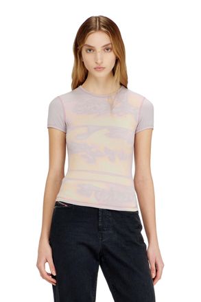 Diesel Slim jersey top with graphic print - Tops - Woman