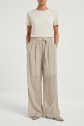 Brunello Cucinelli Light Beige Wide Leg Trousers, Brand Size 42 (US Size 8)