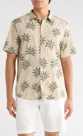 Roark Bless Up Short Sleeve Button-Up Shirt in Fossil Print at Nordstrom, Size Xx-Large