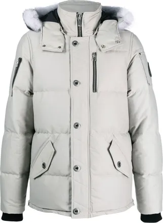 Moose Knuckles faux-fur trim padded parka - men - Feather Down/Cotton/Nylon/Nylon - M - Grey