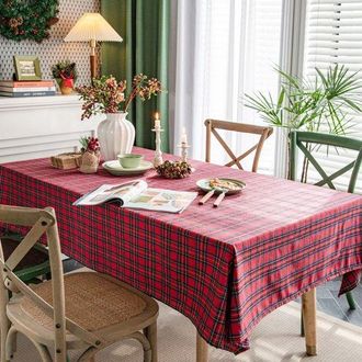 No Brand Mantel Rectangular A Cuadros - Mantel Lavable - Mantel De Algod&oacute;n Y Lino - Mantel Individual Antipolvo - Para Fiestas - Restaurantes - 100x140cm