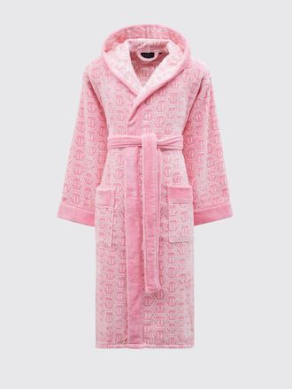 Philipp Plein Accappatoio con cappuccio in spugna di cotone con monogramma Hexagon