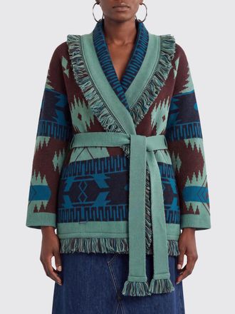 Alanui Cardigan a vestaglia in cashmere con fantasia etnica e frange