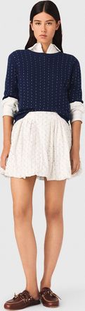 Maje Beaded Bubble Skirt - White - Maje