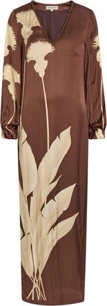 Andres Otalora Palmas Floral-print Maxi Tunic Dress - Brown - 0 (UK4 / Xxs)