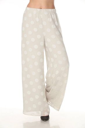 Joseph Ribkoff Polka Dot Chiffon Wide-Leg Pants In Moonstone