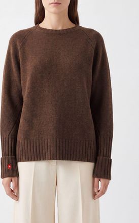 Tory Burch Wool Crewneck Jumper with Turn-Up Cuffs