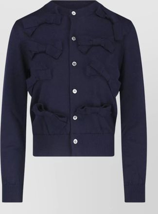 Comme Des Gar&ccedil;ons crewneck top bow detail ribbed trims