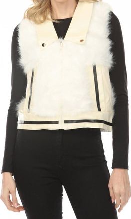 Metric Knits Faux Fur Zip Up Vest In Ivory