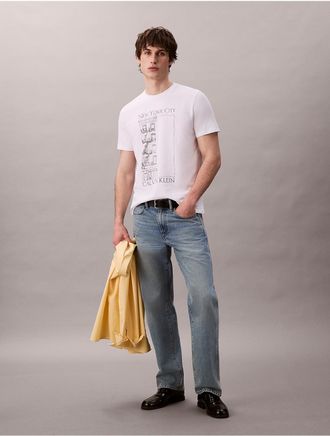 Calvin Klein Jeans Calvin Klein Mens Apartment Logo Graphic Classic T-Shirt - White - 2XL