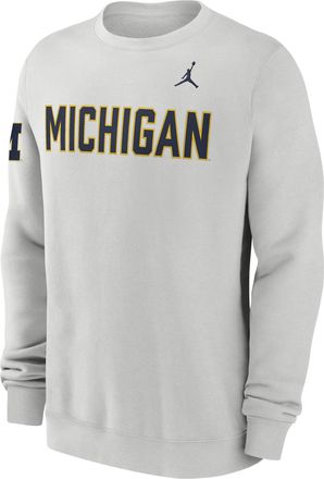Nike Jordan Mens Michigan Sideline Club Jordan Brand College Pullover Crew in Grey | 0JTT0BBMWN-R0M