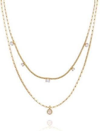 Vince Camuto Set of 2 Crystal Chain Necklaces in Gold Tone at Nordstrom Rack