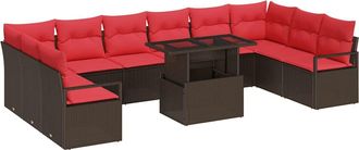 vidaXL Set Divano Da Giardino 11 Pz Marrone Polyrattan Vidaxl