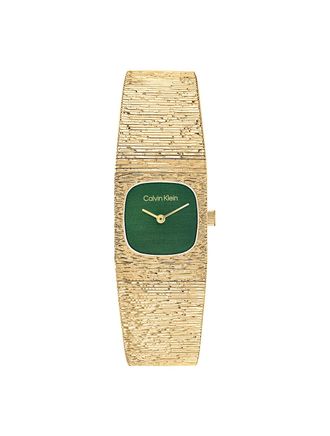 Calvin Klein Womens Square Case Textured Bracelet Watch - Green - OS