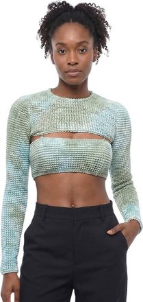Off-white Sky Blue Textured Round Neck Top