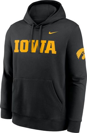 Nike Iowa Sideline Club Nike Mens College Pullover Hoodie in Black | MKDK00AIA-TVV