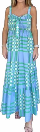Peach Love California Poppy Plaid Midi Dress In Blue