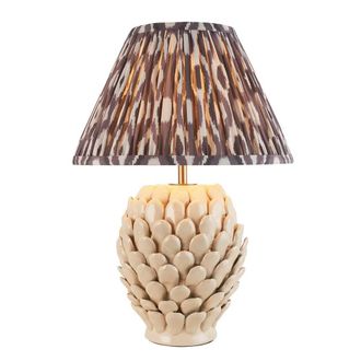 Netlighting Layered Leaf Ivory Table Lamp Grey Fabric Ikat Shade 30cm B22