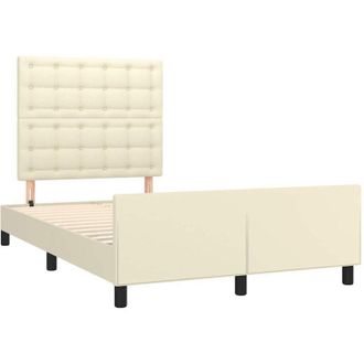 vidaXL Vidaxl - Estructura De Cama Sin Colch&oacute;n Cuero Sint&eacute;tico Crema 120x190 Cm