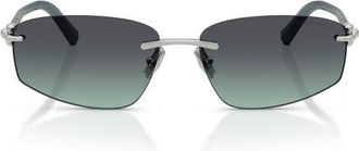 Tiffany & Co. 59mm Irregular Rectangular Sunglasses in Silver /Azure Gradient Grey at Nordstrom