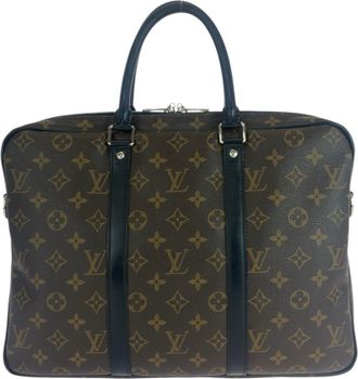 Louis Vuitton Black Brown Pvc Leather Briefcase (Pre-Owned)
