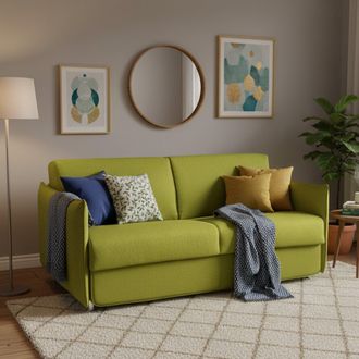 Dmora Sof&aacute; Cama 3 Plazas Cecina, Desenfundable, Con Almacenamiento Hecho En Italia, Lavable, 200x95 Cm Verde