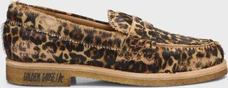 Golden Goose Jerry Leopard Penny Loafers