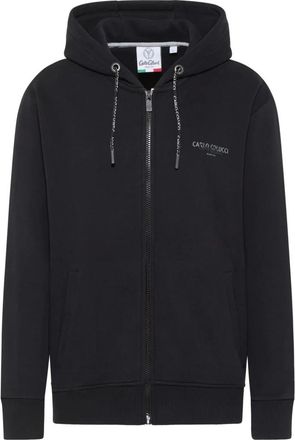 Carlo Colucci Hoodies & sweatvesten, Heren, Zwart, XL, Katoen, Hoody Jacket Basic Line