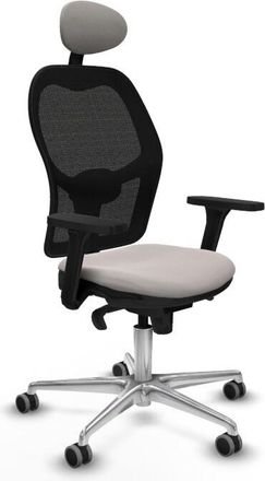 Piqueras y Crespo Piqueras Y Crespo - Jorquera Sincro Malla Negra Similpiel Blanco Brazos 3d Base Aluminio Cabecero Fijo Ruedas 65mm Engomada