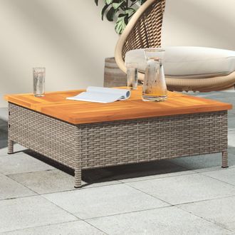 vidaXL Mesa De Jard&iacute;n Rat&aacute;n Y Madera De Acacia Gris 70x70x25 Cm Vidaxl