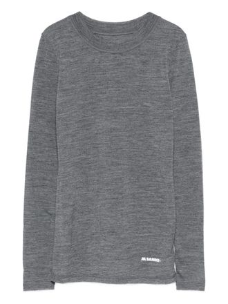 Jil Sander long-sleeve top - women - Virgin Wool/Polyester - M - Grey